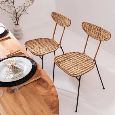 Chaise en rotin et en métal (lot de 2) LEILA MADE IN MEUBLES 