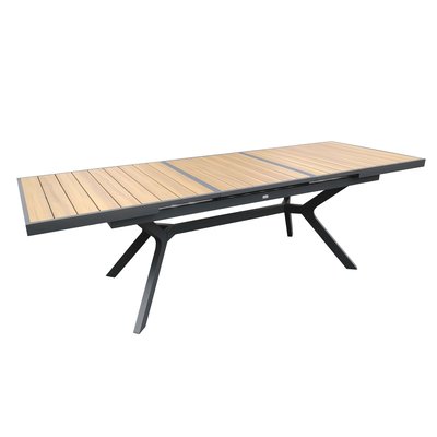 Table de jardin extensible en aluminium et effet bois, SAVANNAH OVIALA