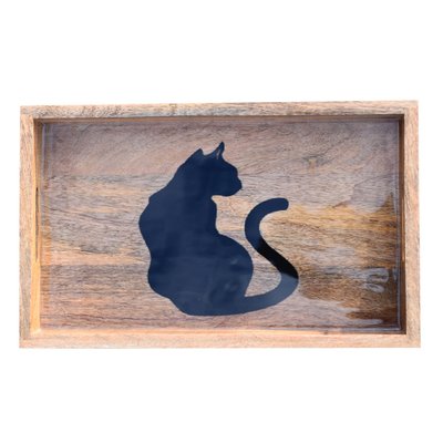 Plateau rectangulaire en bois 42x27 cm CHAT SNOOKY SENSEI MAISON
