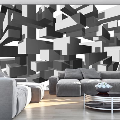 Papier peint intissé panoramique 3D et Perspective Grey notes EDEN