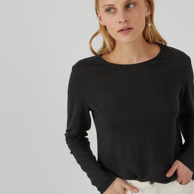 T-shirt in zuiver linnen, ronde hals LA REDOUTE COLLECTIONS