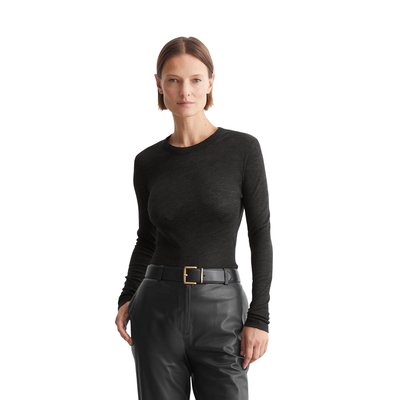 T-shirt long slim en mélange de lyocell et de laine vierge MARC O'POLO