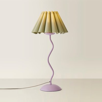 Wiggle Metal Table Lamp Base with Pleated Scallop Shade SO'HOME