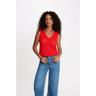 Top crochet col v MORGAN