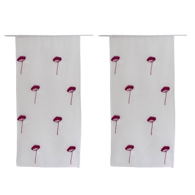 Paire de petits voilages brodés de fleurs HOME MAISON