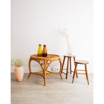 Table basse en rotin Nadine N°129 - Bon état DEBONGOUT