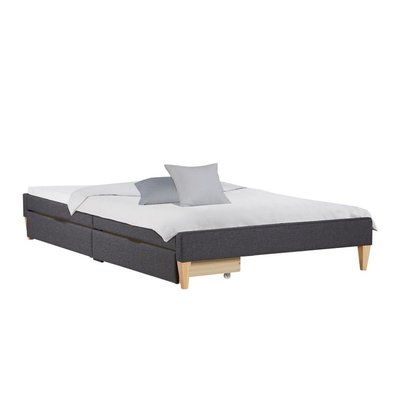 Lit double tete de lit velours 140x200 gris HOMESTYLE4U