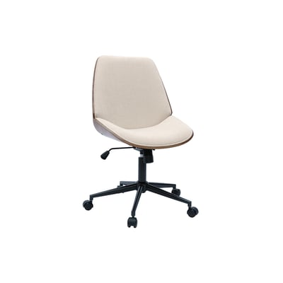 Chaise de bureau à roulettes noire et bois foncé DOUGLAS MILIBOO