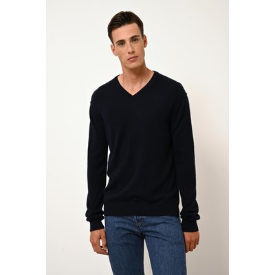 Pull Col V  Navy Tom JUST CASHMERE