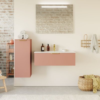 Ensemble vasque intégrée 1 tiroir + miroir - VENICE HOMIFAB