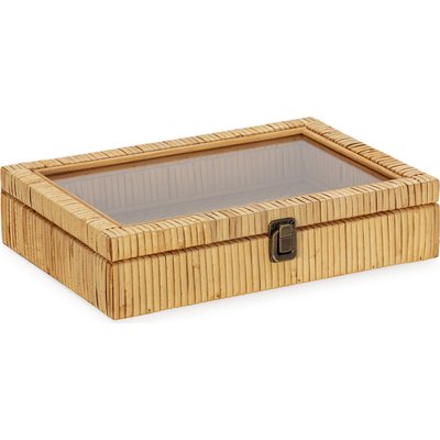 Boîte à bijoux en bois d'épicéa rotin et verre naturel RECOLLECTION