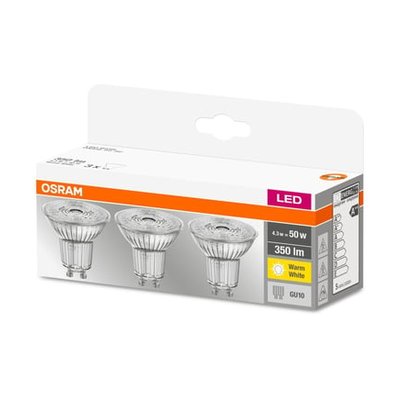 Boîte 3 Ampoules - Spot Led Gu10 4,3w=50 Chaud OSRAM