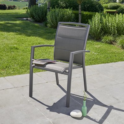 Fauteuil de jardin en aluminium et textilène gris  MODULO BERAH GETAH