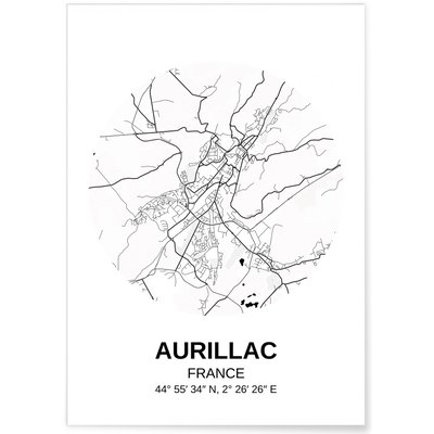 Affiche Carte Aurillac L'AFFICHERIE
