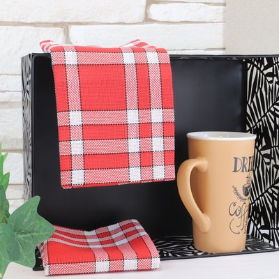 Lot de serviettes de table carreaux vichy normand rouge NELLY LINANDELLE