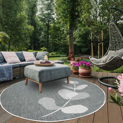 Tapis rond d'extérieur, kilim reversible EX1 D UN AMOUR DE TAPIS
