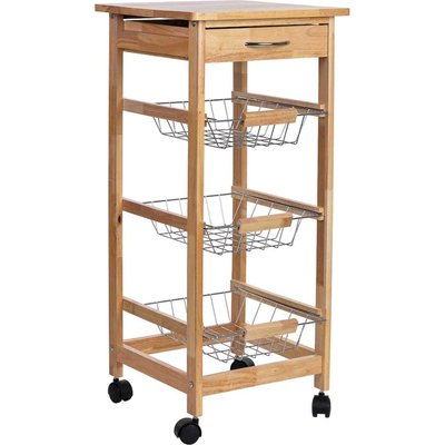chariot de cuisine en bois  pratique avec paniers de rangement RECOLLECTION