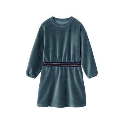 Robe en velours ceinture rayée irisée VERTBAUDET
