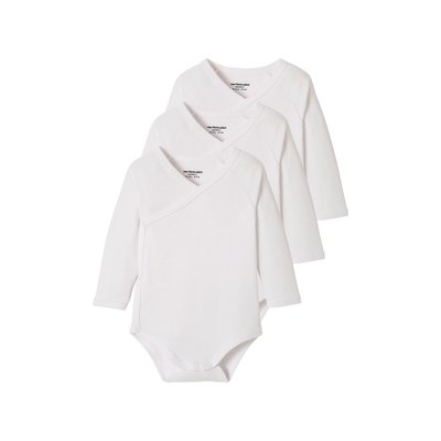 Lot de 3 bodies Bio Collection manches longues ouverture naissance BASICS VERTBAUDET