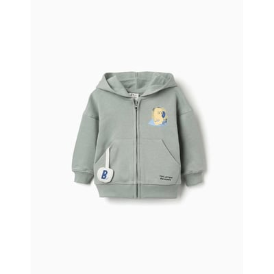 Sweat zippé en coton avec capuche et imprimé ours ZIPPY