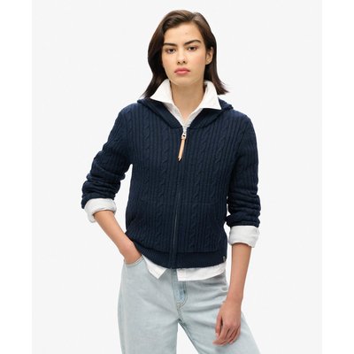 Sweat à capuche zippé en maille torsadée SUPERDRY