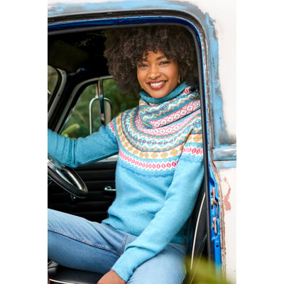 Fantastique Pull Fair Isle avec Snood Assorti JOE BROWNS