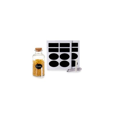 Étiquettes pour Bocaux Cuisine Autocollantes Noires + Craie WADIGA
