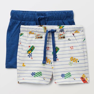 Lot de shorts un uni et un imprimé en coton BIO GOTS BOUT'CHOU