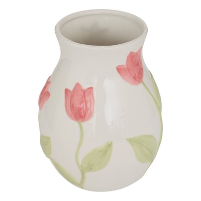 Vase motif tulipes en relief en dolomite FLDR ATMOSPHERA