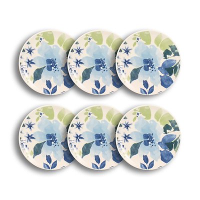 Lot de 6 assiettes à dessert en grès 19cm, BLEUET NOVASTYL