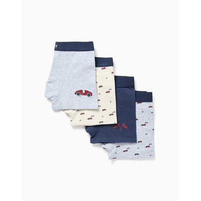 Lot de 4 boxers en coton avec imprimés voitures ZIPPY