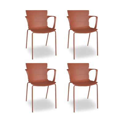 Lot de 4 fauteuils de table en polypropylène et métal, MONTAUK NOW'S HOME