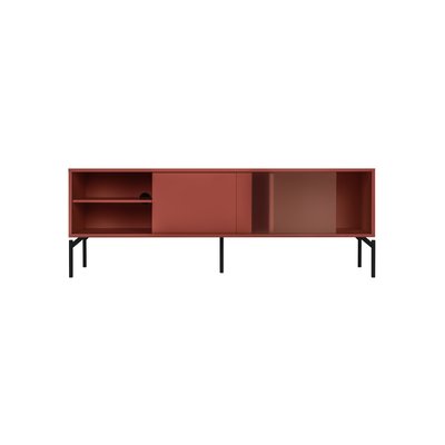 Meuble TV multi matière avec porte en verre texturé transparent MET NOO.MA