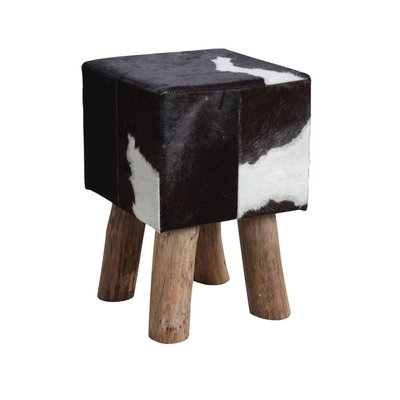 Tabouret carré en peau de vache AUBRY GASPARD
