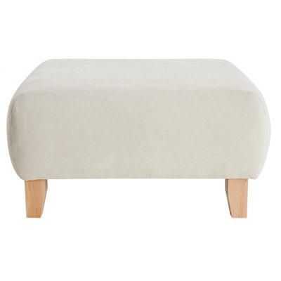 Pouf repose-pieds en tissu effet velours texturé et bois clair massif L75 cm ODEON MILIBOO