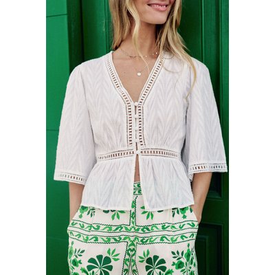 Blouse manches 3/4 col v uni BERIN LA PETITE ETOILE