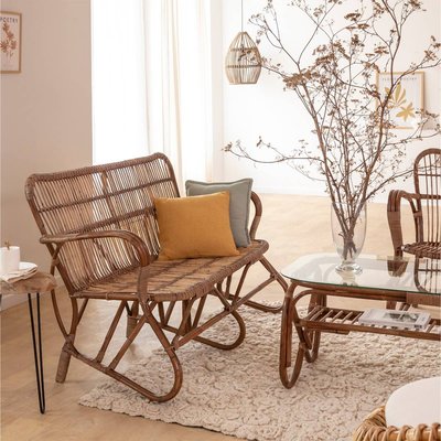 Canapé en rotin arrondi 2 places  RATTAN MADE IN MEUBLES 