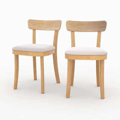 Lot de 2 chaises en bois et tissu - KENO RENDEZ-VOUS DÉCO