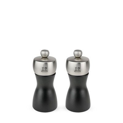 PEUGEOT Duo de moulins à poivre et à sel en bois et inox couleur noir 12 cm Fidji