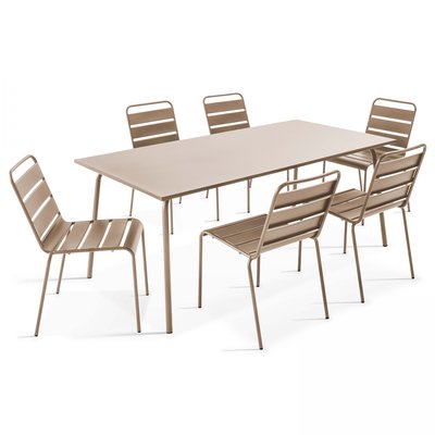 Salon de jardin table et 6 chaises en métal, PALAVAS OVIALA