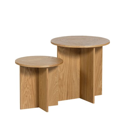 Lot de 2 tables d'appoint rondes en bois - LINA WOOOD