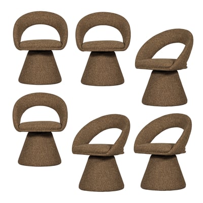 Lot de 6 fauteuils de table pivotantes en tissu tissé WINTER WOOOD