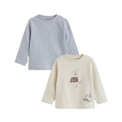 Lot de 2 t-shirts bébé manches longues Pistache PETIT BEGUIN