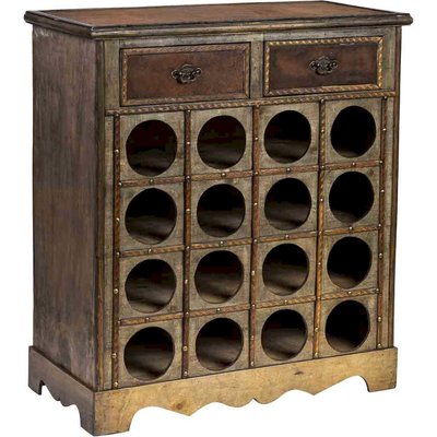 Meuble range bouteilles en bois artisanal  avec tiroirs RECOLLECTION