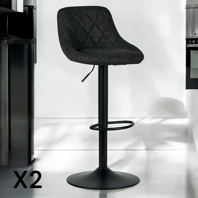 Chaise de bar hauteur réglable tissu noir (lot de 2) MALMOE PIER IMPORT