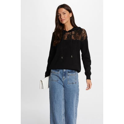 Pull capuche détails dentelle MORGAN