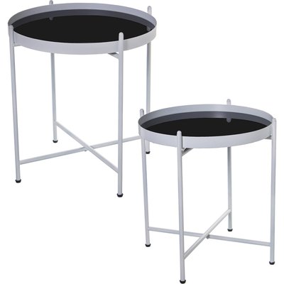 Table d'appoint en métal, plateau en verre (lot de 2) RECOLLECTION
