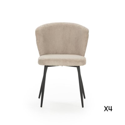 Lot de 4 chaises en velours côtelé avec pieds en métal noir L47 cm - MEGAN CALICOSY