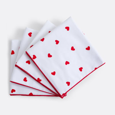 Set of 4 Scacco Heart Print Cotton Napkins LA REDOUTE INTERIEURS