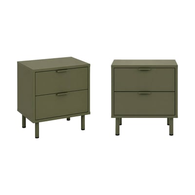 Table de chevet décor bois et métal 2 tiroirs (lot de 2) ELLIE SWEEEK